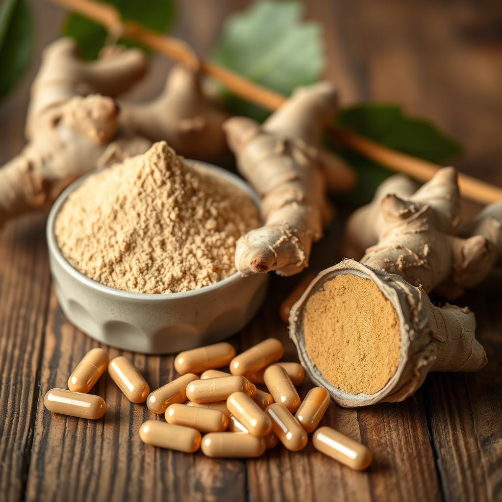 Ashwagandha supplement powder and capsules